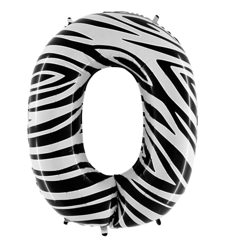 40" Grabo Zebraloon Number 0 Foil Balloon