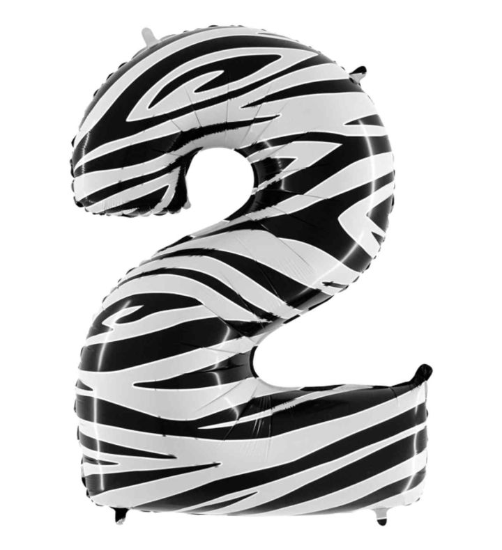 40" Grabo Zebraloon Number 2 Foil Balloon