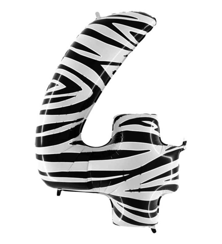 40" Grabo Zebraloon Number 4 Foil Balloon