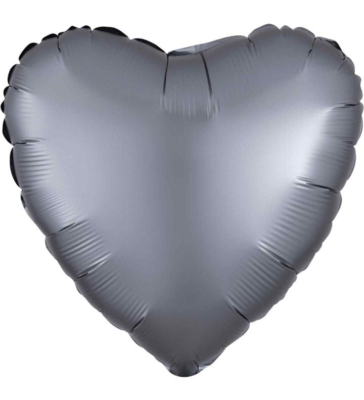 17" Graphite Heart Satin Luxe Foil Balloon Anagram - Unpackaged