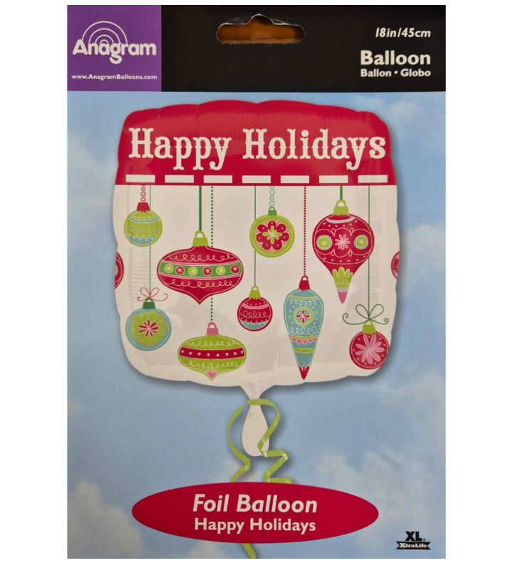 17" Anagram Happy Holidays Ornaments Foil Balloon