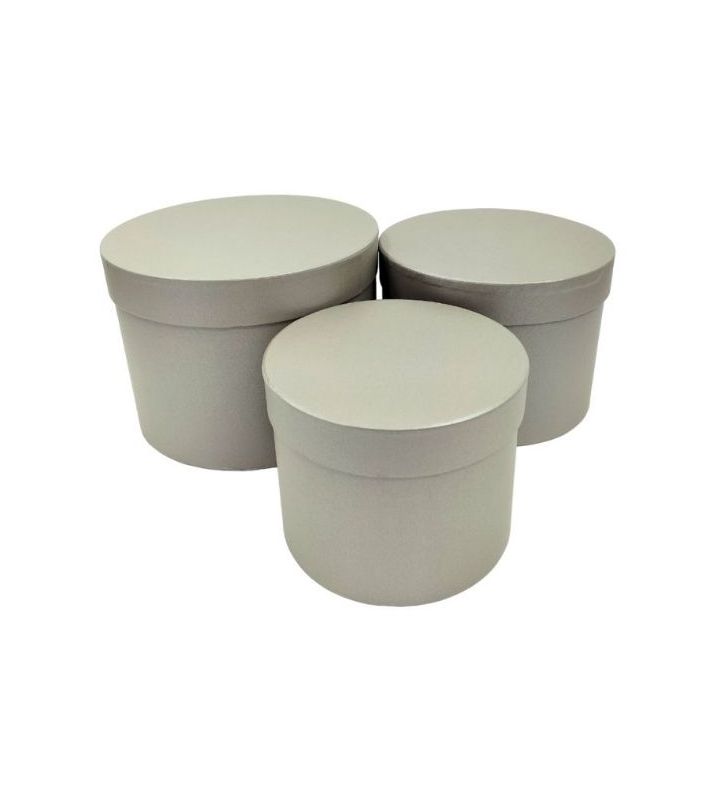 Hat Box Silver Set of 3 Largest D20cm x H14.5cm