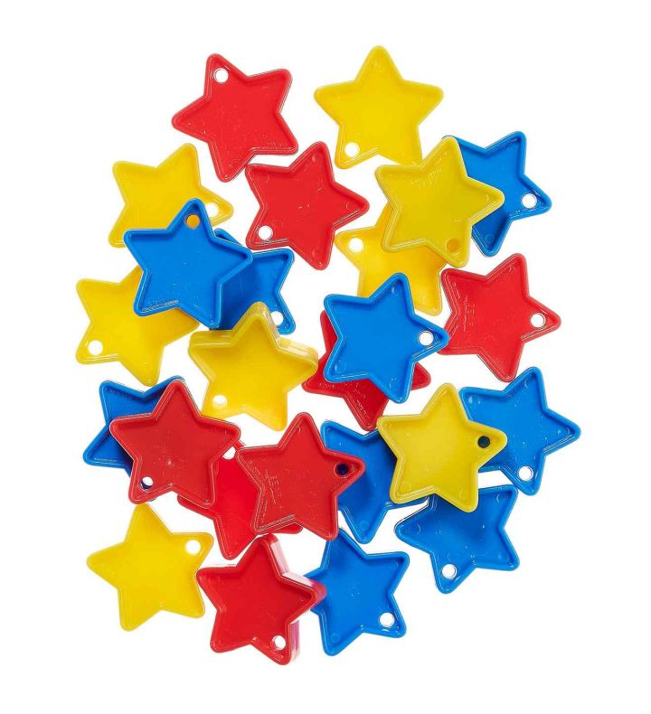 Star Weights - Heavy Plastic, Red, Yellow And Blue 25ct