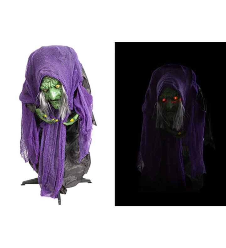 36" Animated Huntchback witch w/ Purple Cloak