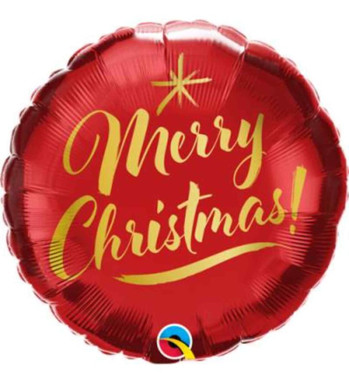 18" Merry Christmas Gold & Red Foil Balloon