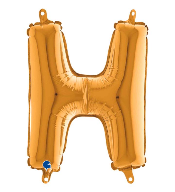 14" Gold Letter H Grabo Foil Balloon.