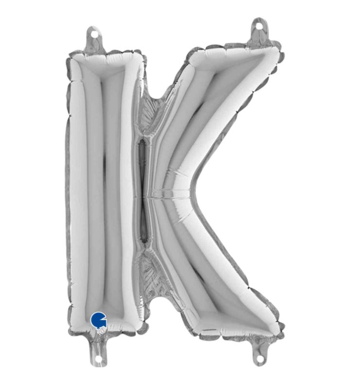 14" Silver Letter K Grabo Foil Balloon