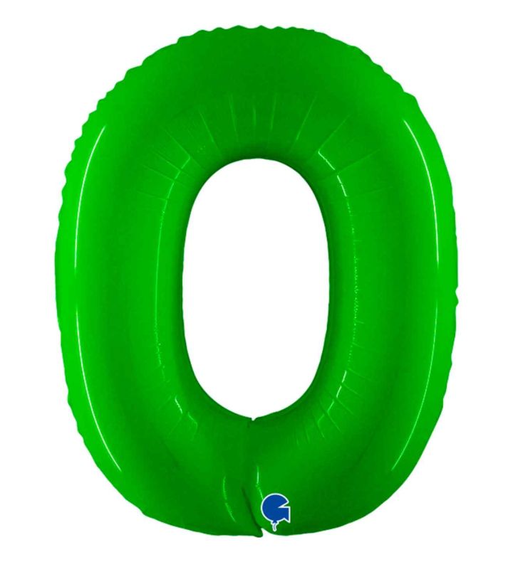 40" Grabo Lime Fluo Number 0 Foil Balloon