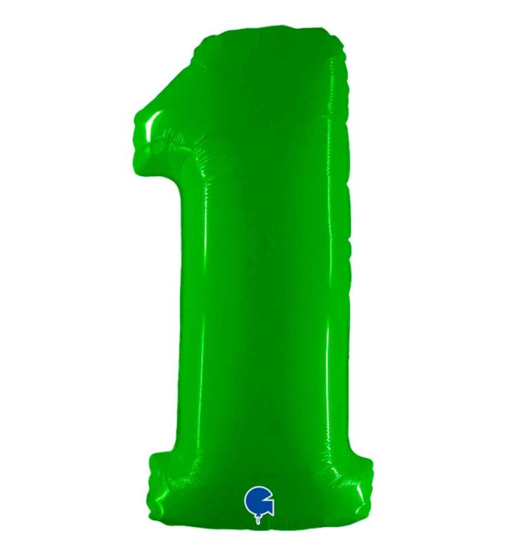 40" Grabo Lime Fluo Number 1 Foil Balloon