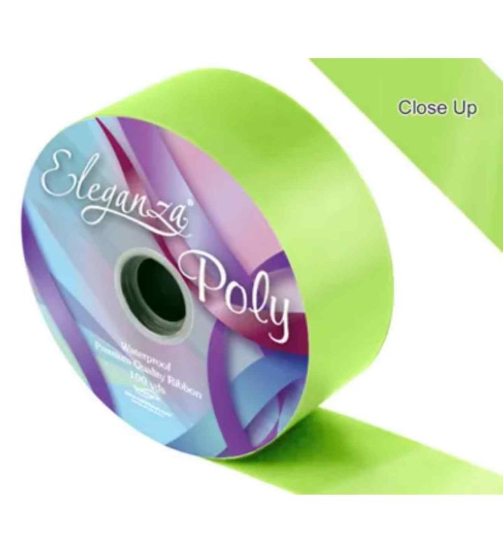 Eleganza Poly Ribbon 50mm x 91m Lime Green