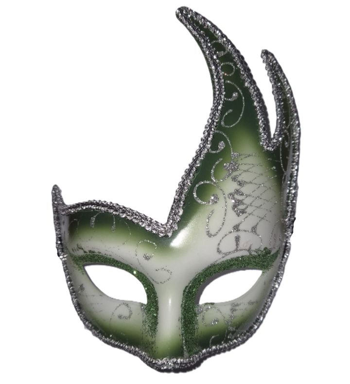 Green Venetian Masquerade Mask with Sparkling Diamantes