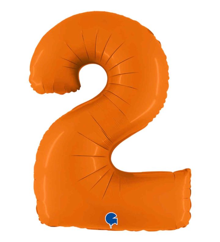 40" Grabo Matte Orange Number 2 Foil Balloo