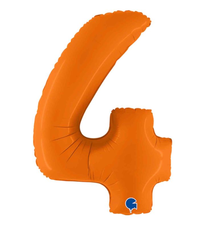 40" Grabo Matte Orange Number 4 Foil Balloon