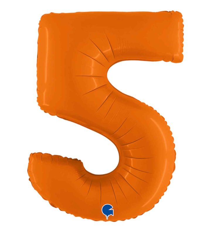 40" Grabo Matte Orange Number 5 Foil Balloon