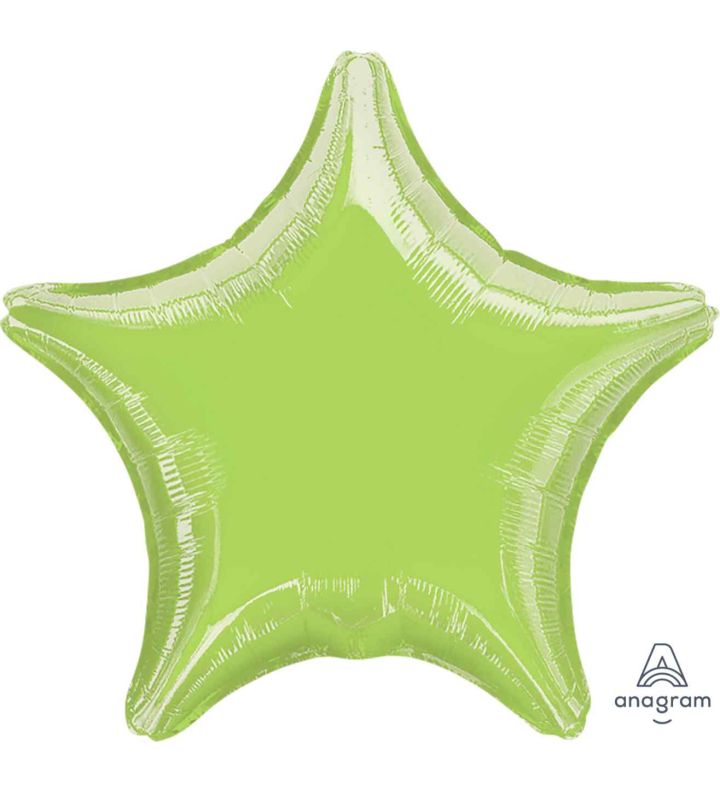 17" Metallic Lime Green Star Foil Balloon Anagram - Unpackaged