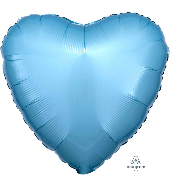 17" Metallic Pearl Pastel Blue Heart Foil Balloon Anagram - Unpackaged