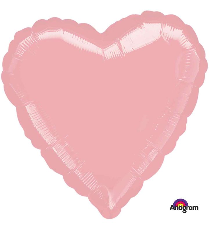 17" Metallic Pearl Pastel Pink Heart Foil Balloon Anagram - Unpackaged