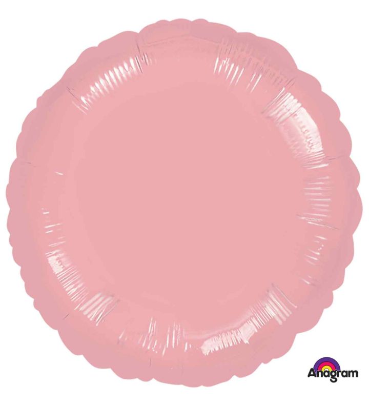 17" Metallic Pearl Pastel Pink Round Foil Balloon Anagram - Unpackaged