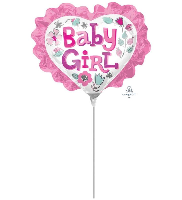Mini Baby Girl Floral Star with Ruffled Edge Foil Balloon