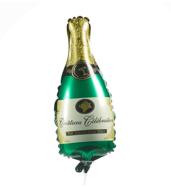 Mini Champagne Bottle Green no valve Anagram Foil Balloon