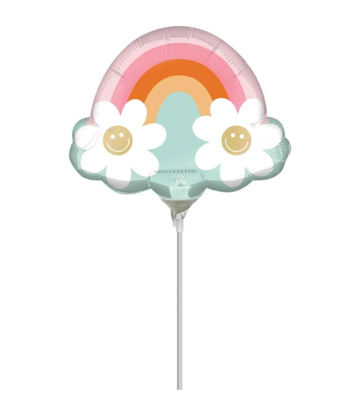 Mini Dazed and Engaged Daisy Boho Rainbow Foil Balloon