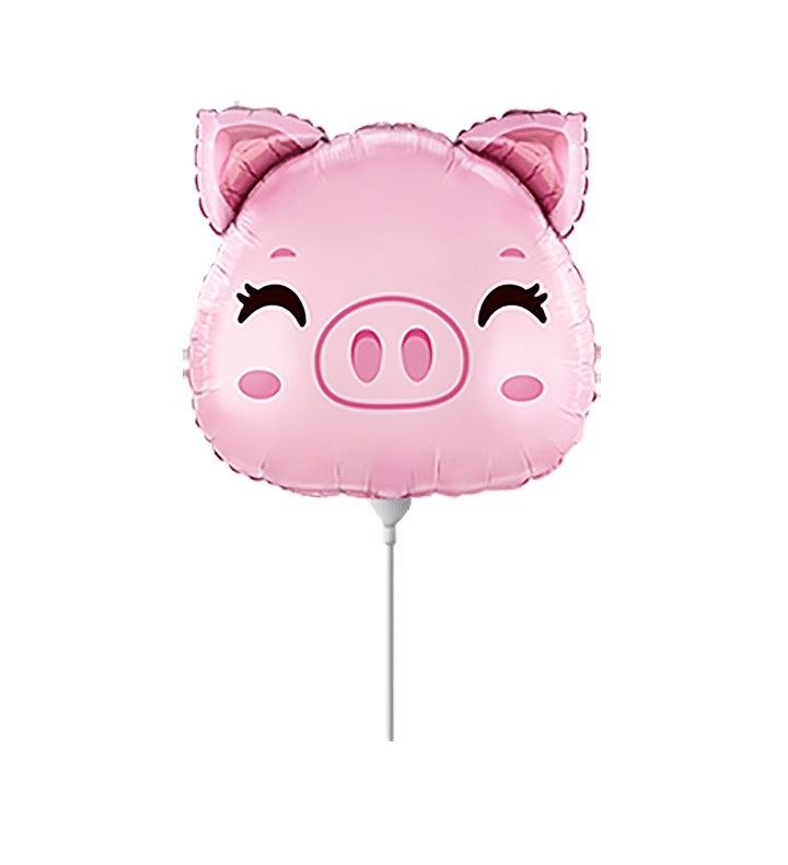 Mini Flexmetal Pig Head Pink Foil Balloon