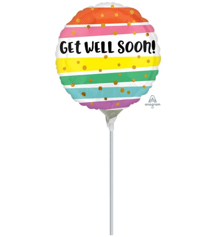 Mini Get Well Soon! Bold Stripes Foil Balloon