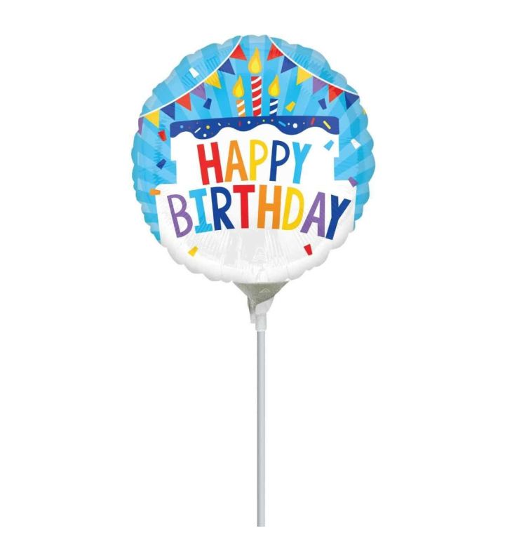Mini Happy Birthday Cake & Bunting Foil Balloon