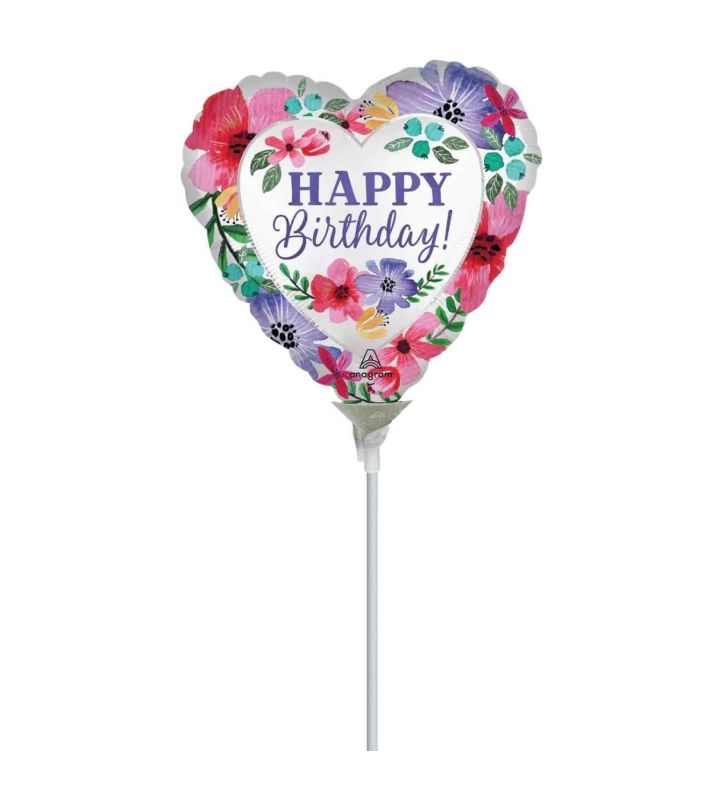 Mini Happy Birthday Florals Foil Balloon