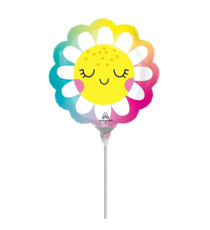 Mini Happy Daisy Round Foil Balloon