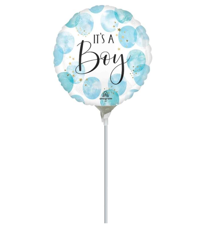 Mini It's A Boy Blue Watercolour Foil Balloon