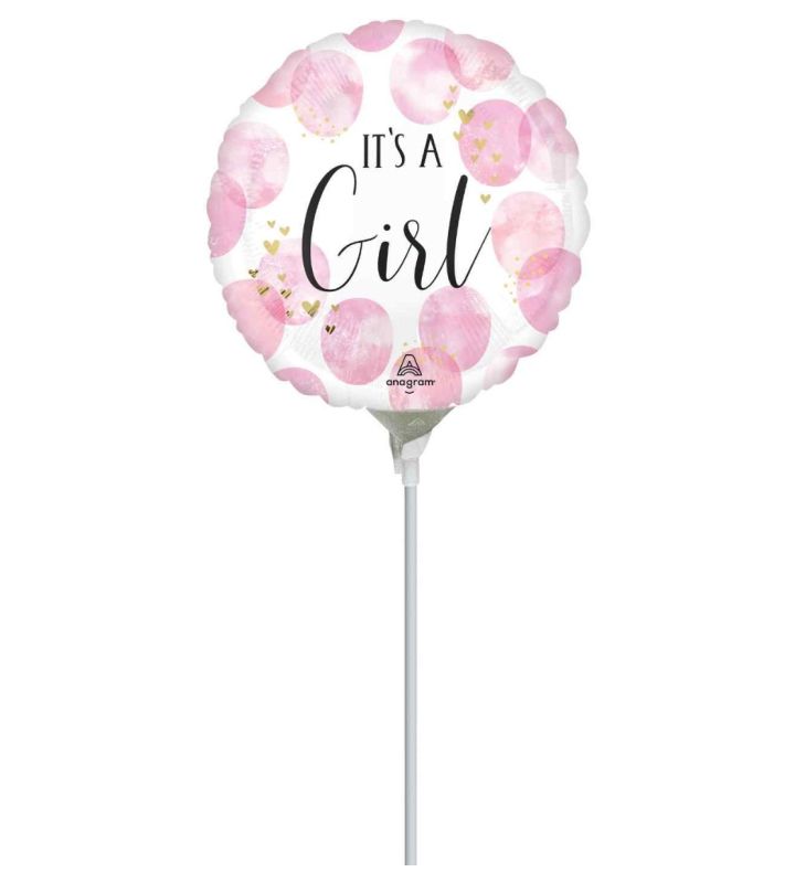 Mini It's A Girl Pink Watercolour Foil Balloon