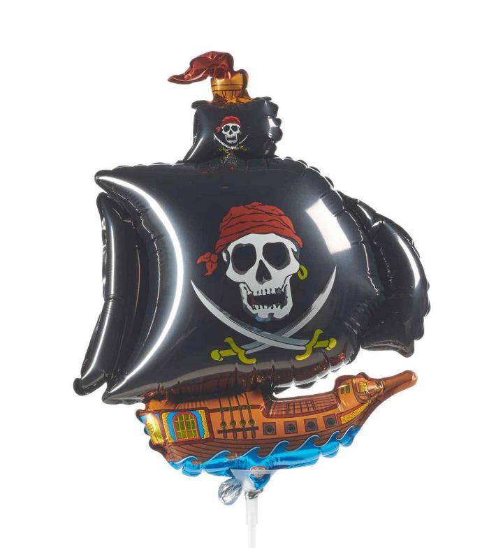 Mini Pirate Ship Black Flexmetal Foil Balloon