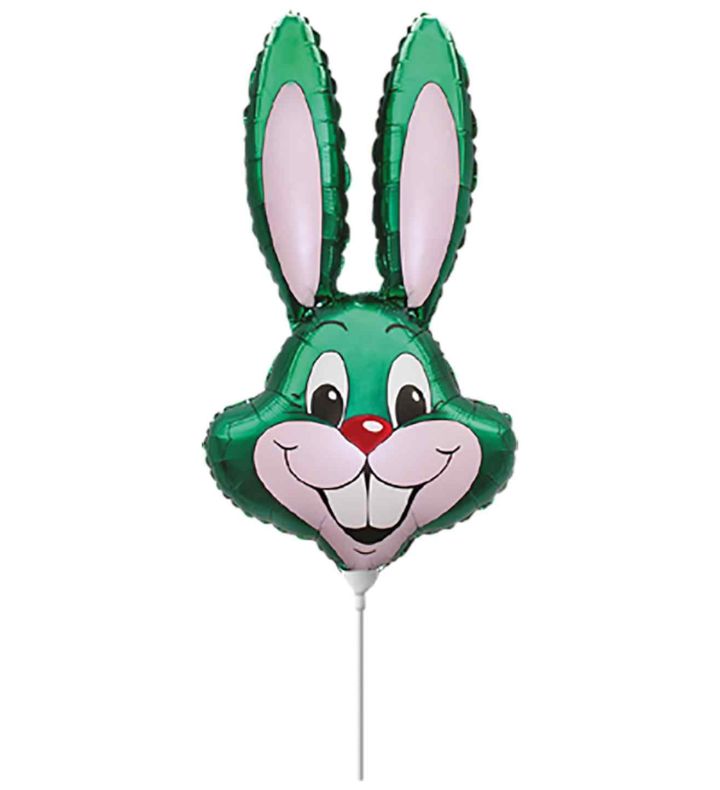 Mini Rabbit / Bunny Head Green Foil Balloon