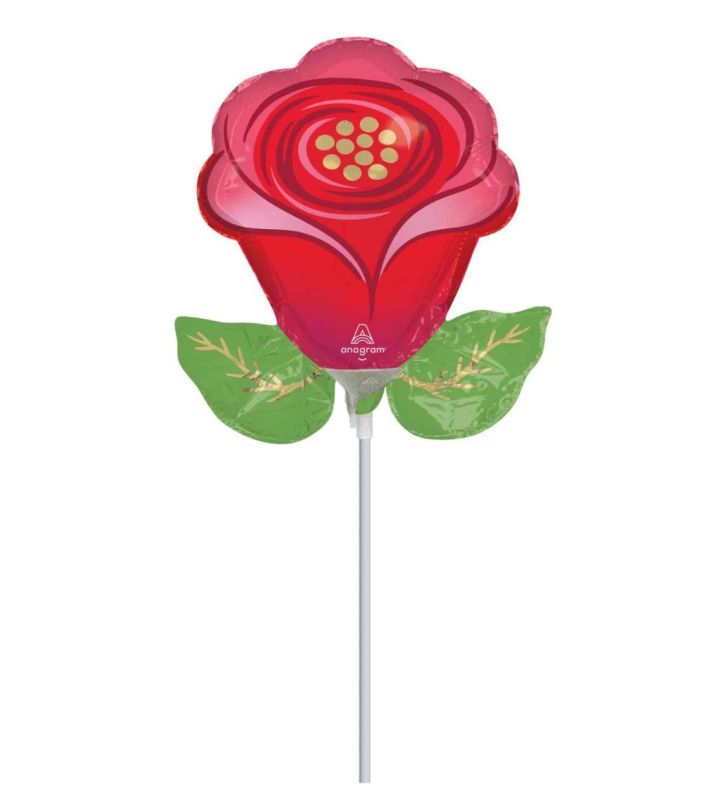 Mini Rose Single Stem Foil Balloon