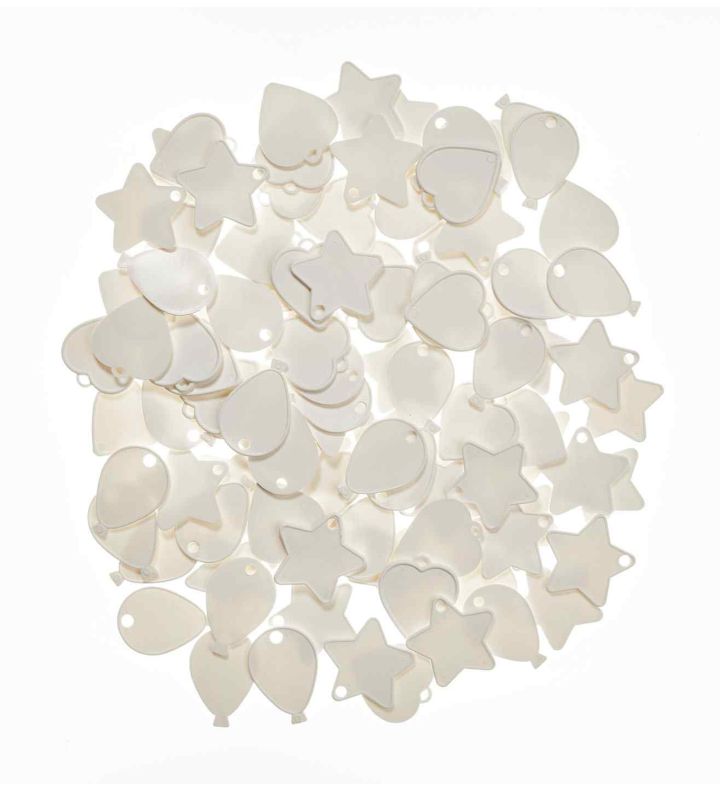 Assorted Shape Plastic Balloon Weights - White 100ct