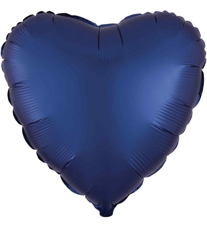 17" Navy Heart Satin Luxe  Foil Balloon Anagram - Unpackaged