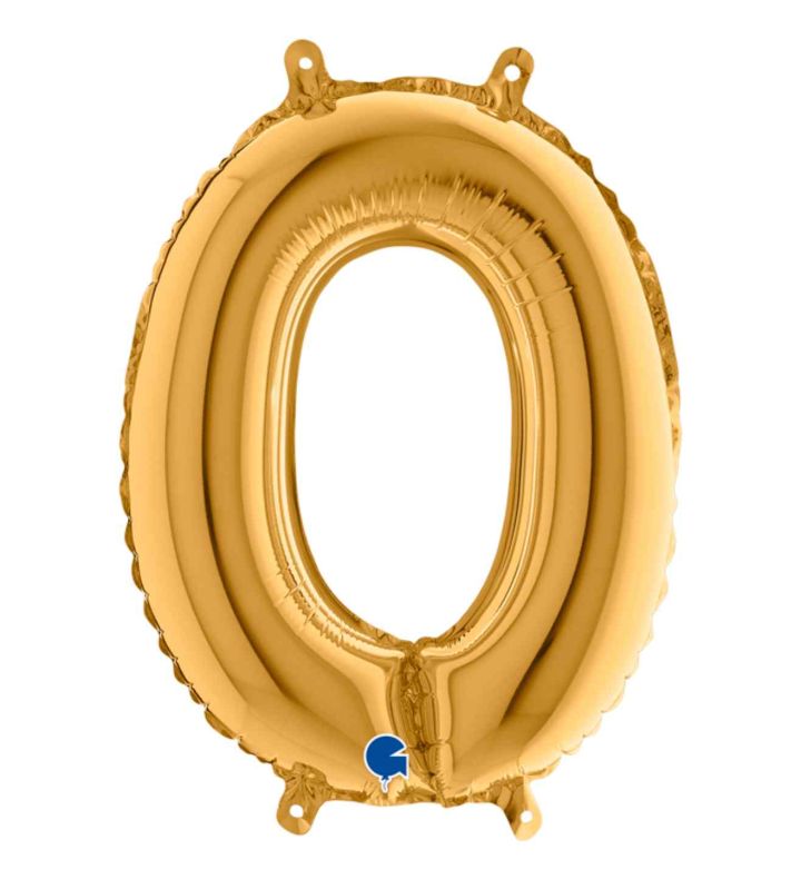 14" Gold Number 0 Grabo Foil Balloon
