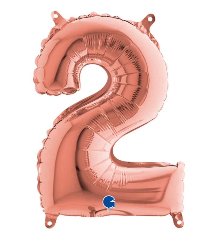 14" Rose Gold Number 2 Grabo Foil Balloon
