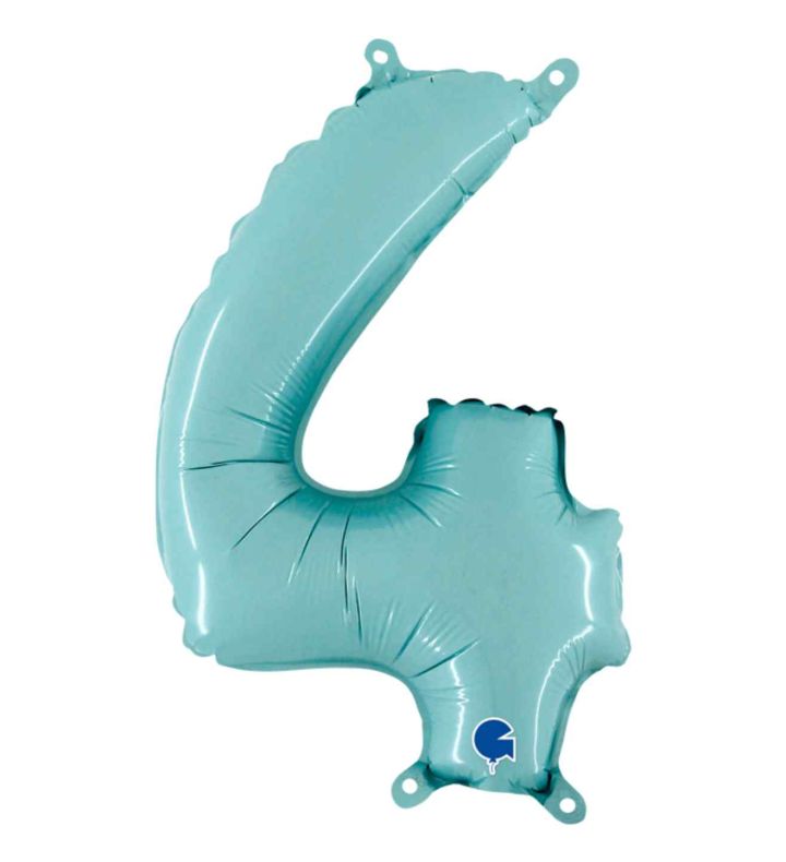 14" Pastel Blue Number 4 Grabo Foil Balloon