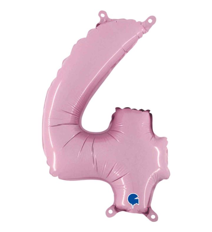 14" Pastel Pink Number 4 Grabo Foil Balloon