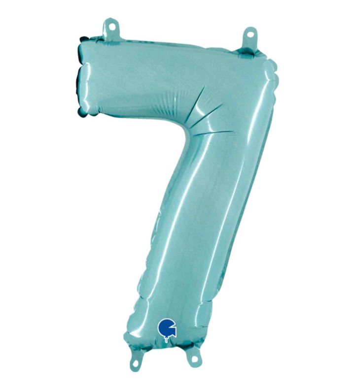 14" Pastel Blue Number 7 Grabo Foil Balloon