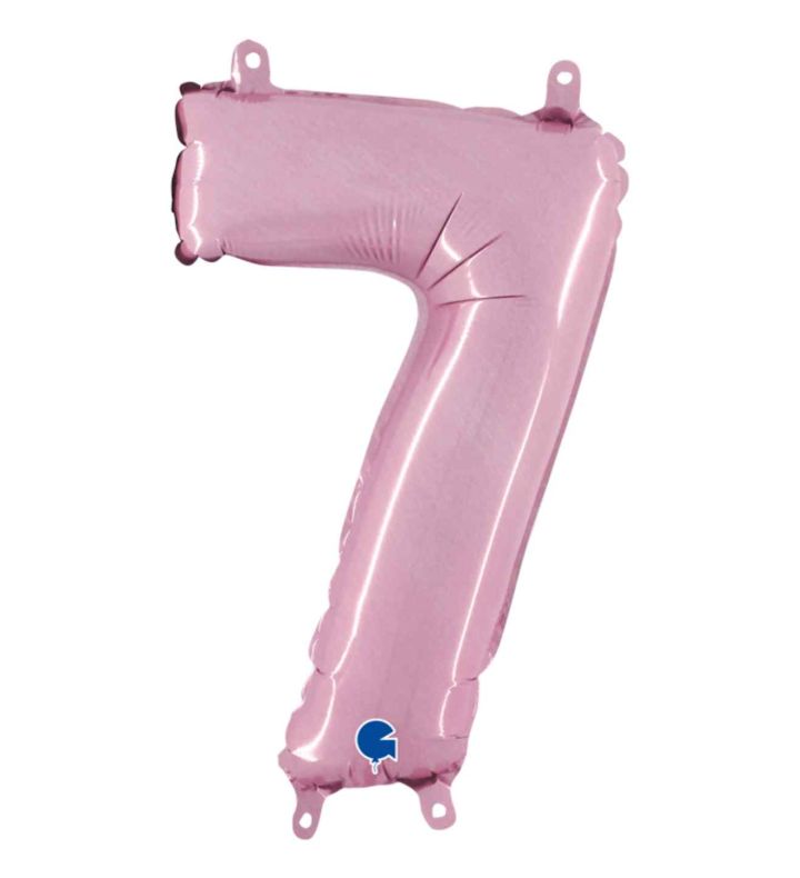 14" Pastel Pink Number 7 Grabo Foil Balloon