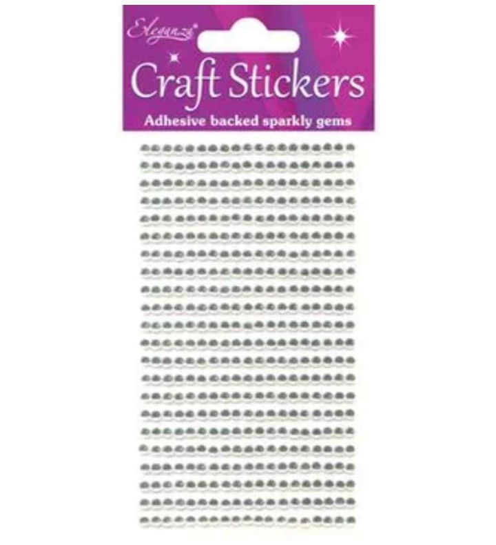 Eleganza Craft Stickers 3mm gems clear/silver
