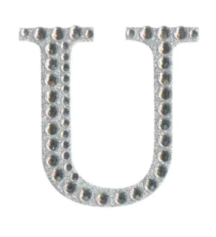 Eleganza Craft Stickers Diamante Iridescent 50mm Letter - U