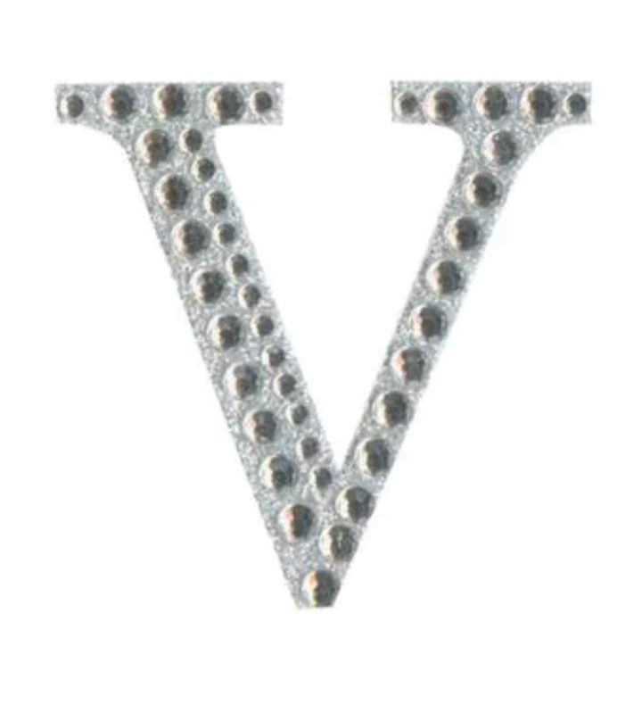 Eleganza Craft Stickers Diamante Iridescent 50mm Letter - V