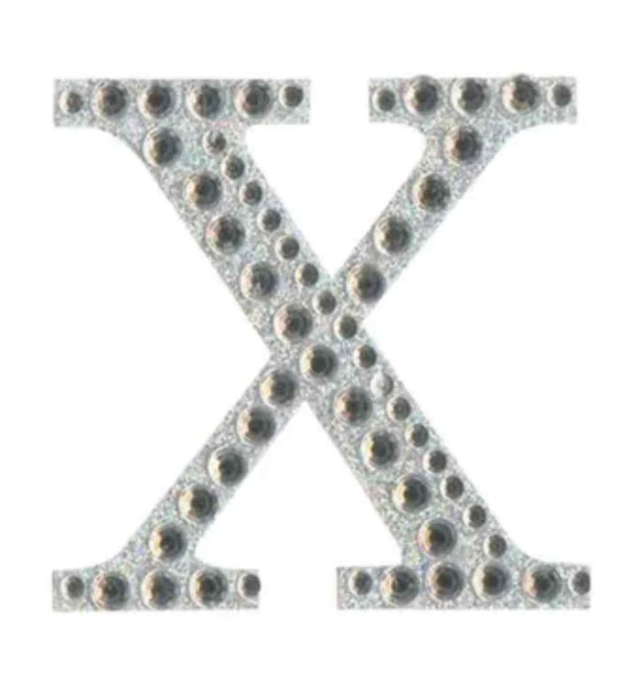 Eleganza Craft Stickers Diamante Iridescent 50mm Letter - X