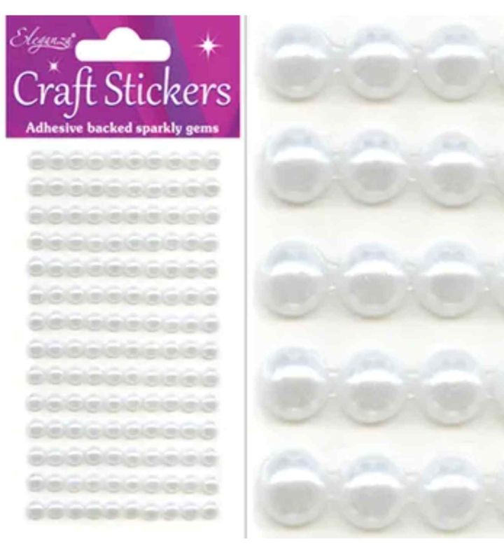 Eleganza Craft Stickers Pearls White - 6mm x 140ct.