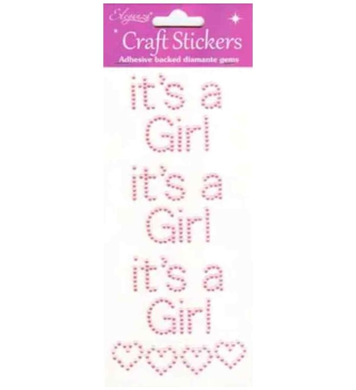 Eleganza Craft Stickers 'It's A Girl' Pearl Pink