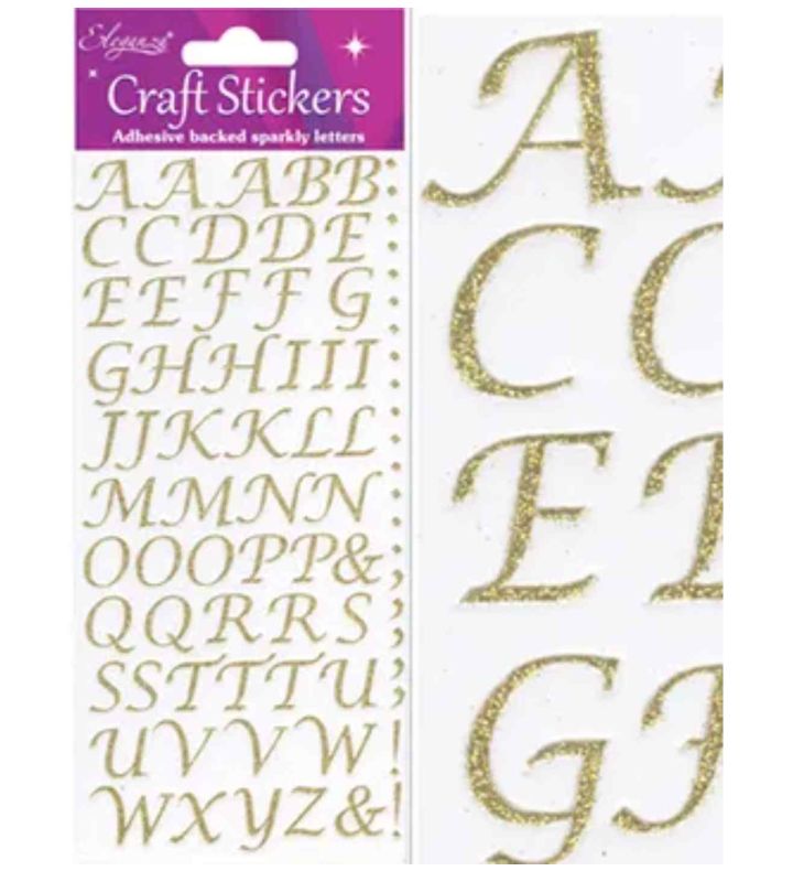 Eleganza Craft Stickers Stylised Alphabet Set Gold No 65